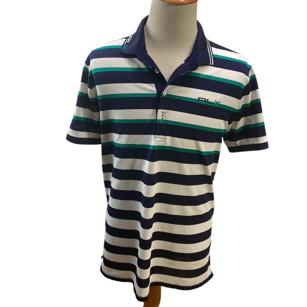 RLX Ralph Lauren Mens XL‎ Striped Golf Polo Shirt Short Sleeve